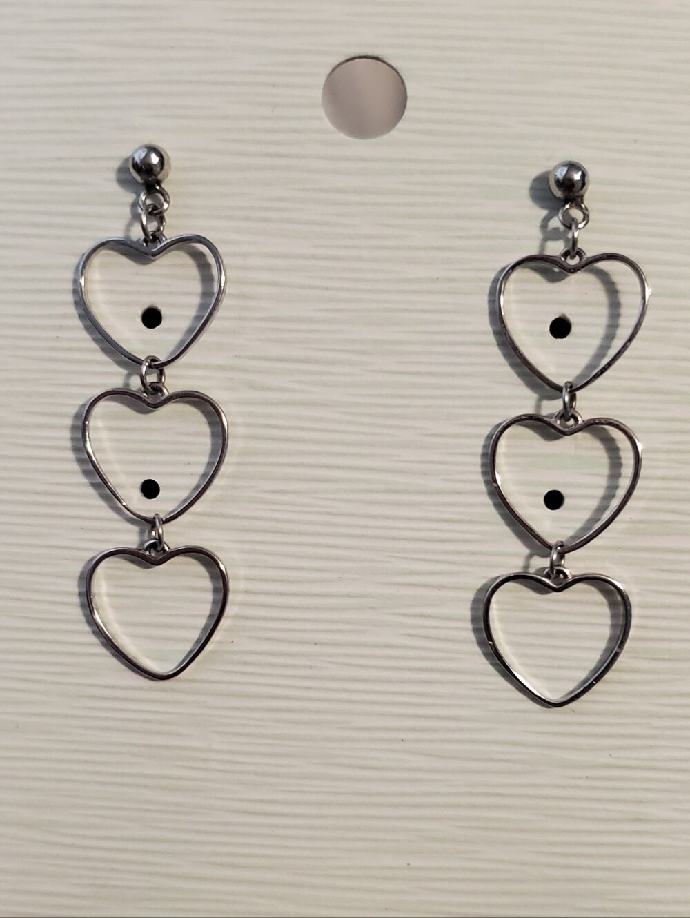 Silver Triple Heart Drop Earrings